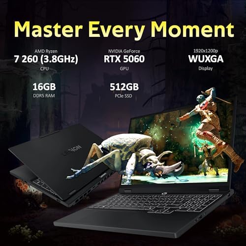 Lenovo Legion 5 15 3 WUXGA 165Hz Gaming Laptop  AMD Ryzen 7 260  GeForce RTX 5060  16GB DDR5  1 5TB Storage  512GB SSD 1TB Docking Station   Backlit Keyboard  HD Camera  Wi Fi 6  Win 11 Pro  Black