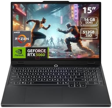 Lenovo Legion 5 Gaming Laptop  Ryzen 7 260  NVIDIA GeForce RTX 5060  15 1 WQXGA  2560x1600  OLED Display  Backlit Keyboard  Wi Fi 7  w/Mouse pad  16GB RAM   1TB PCIe SSD 