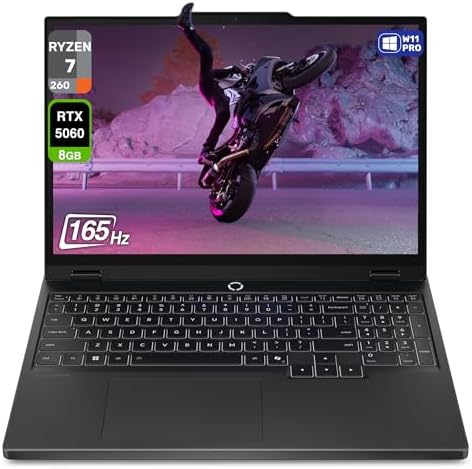Lenovo Legion 5 Gen 10 Gaming Laptop  AMD Ryzen 7 260  32 GB DDR5 RAM  1 TB PCIe SSD  15 1 WQXGA  2560x1600  Display  Nvidia G Force RTX 5060  24 Zone RGB Backlit Keyboard  W11 Pro  Eclipse Black