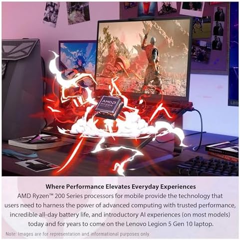 Lenovo Legion 5 Gen 10 Gaming Laptop  AMD Ryzen 7 260  32 GB DDR5 RAM  1 TB PCIe SSD  15 1 WQXGA  2560x1600  Display  Nvidia G Force RTX 5060  24 Zone RGB Backlit Keyboard  W11 Pro  Eclipse Black