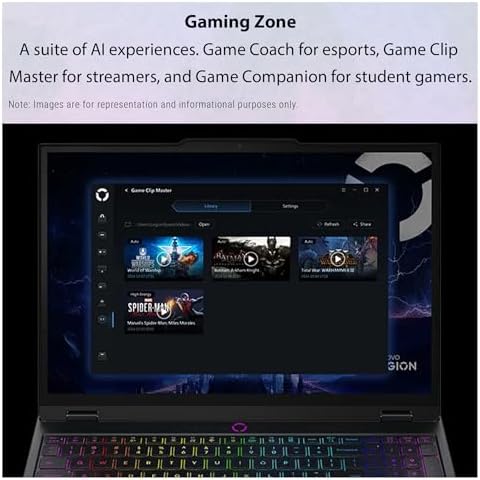 Lenovo Legion 5 Gen 10 Gaming Laptop  AMD Ryzen 7 260  32 GB DDR5 RAM  1 TB PCIe SSD  15 1 WQXGA  2560x1600  Display  Nvidia G Force RTX 5060  24 Zone RGB Backlit Keyboard  W11 Pro  Eclipse Black