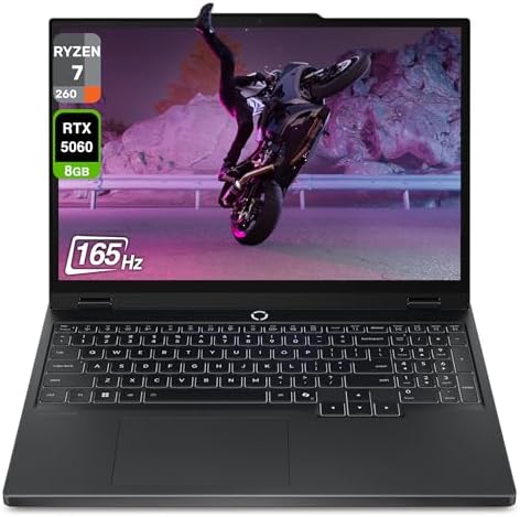 Lenovo Legion 5 Gen 10 Gaming Laptop  AMD Ryzen 7 260  32 GB DDR5 RAM  1 TB PCIe SSD  15 1 WQXGA  2560x1600  Display  Nvidia G Force RTX 5060  24 Zone RGB Backlit Keyboard  W11 Pro  Eclipse Black