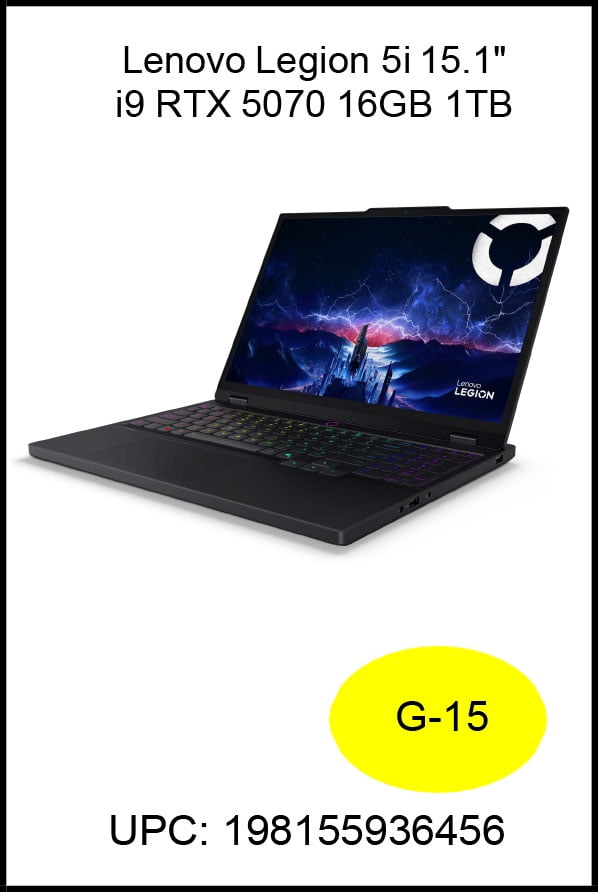 Lenovo Legion 5i 15 1" OLED WQXGA Laptop  Core i9 14900HX  16GB  1TB  NVIDIA  GeForce RTX  5070 8GB  83LY0007US