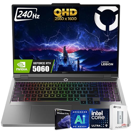 Lenovo Legion 5i 16 AI Gaming Laptop  16 240Hz WQXGA 2560x1600  IPS 500nits  Intel 24 Core Ultra 9 275HX  NVIDIA GeForce RTX 5060 8GB GDDR7  RGB Backlit  WiFi 7  Win11 PRO  W/128GB PSD 64GB 2TB SSD 