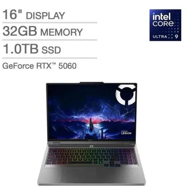 Lenovo Legion 5i Gaming Laptop Intel Core Ultra 9 275HX NVIDIA GeForce RTX 5060 32GB Memory 1 TB NVMe SSD 16 0" Windows 11 Home  83NX0000US