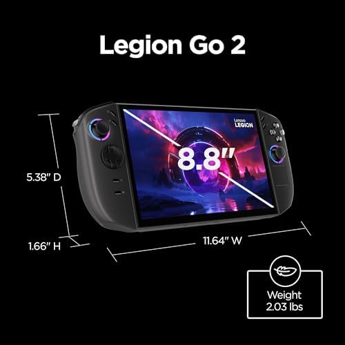 Lenovo Legion Go 2   Mobile Gaming Console   AMD Ryzen Z2 CPU   8 8 WQXGA PureSight OLED Display   144Hz   Integrated AMD Radeon  Graphics   16GB Memory   1TB Storage   Fingerprint Reader