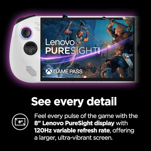 Lenovo Legion Go S   2025   Mobile Gaming Console   AMD Radeon graphics   8 PureSight IPS Display   120Hz   AMD Ryzen  Z2 Go   16GB Memory   512GB Storage   Glacier White   Free PC Game Pass