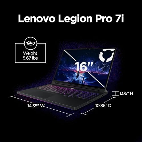 Lenovo Legion Pro 7i   Gaming Laptop   Intel  Core  Ultra 9 275HX   16 2 5K WQXGA OLED Display   240Hz Refresh Rate   GeForce RTX  5070 Ti GPU   32 GB Memory   1 TB Storage   3 Month PC GamePass