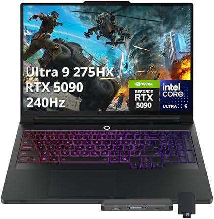 Lenovo Legion Pro 7i AI 16 WQXGA OLED 240Hz Gaming Laptop  Intel Ultra 9 275HX  GeForce RTX 5090 24GB  32GB DDR5  3TB Storage  2TB SSD 1TB Docking Station   Backlit Keyboard  Wi Fi 7  Win 11  Black