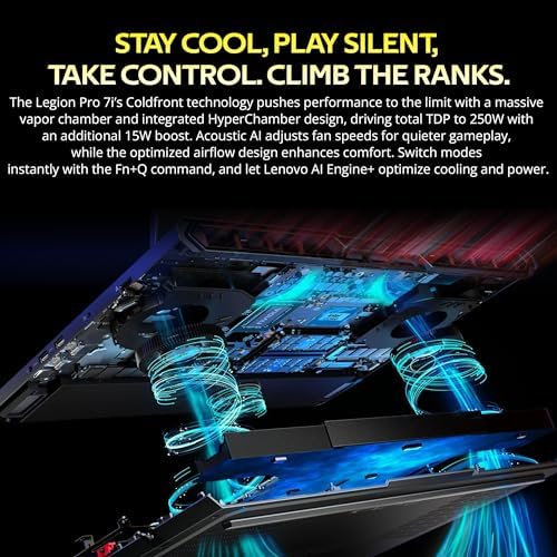 Lenovo Legion Pro 7i AI 16 WQXGA OLED 240Hz Gaming Laptop  Intel Ultra 9 275HX  GeForce RTX 5090 24GB  32GB DDR5  3TB Storage  2TB SSD 1TB Docking Station   Backlit Keyboard  Wi Fi 7  Win 11  Black