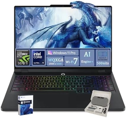 Lenovo Legion Slim 5 Laptop  Ryzen 7 8845HS  RTX 4060  16GB DDR5  512GB SSD  16 QHD  165Hz IPS Display