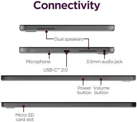 Lenovo Tab One   Lightweight Tablet   up to 12 5 Hours of YouTube Streaming   8 7 HD Display   4 GB Memory   64 GB Storage   MediaTek Helio G85   Includes Folio Case