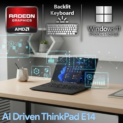 Lenovo ThinkPad E14 Gen 7 14 FHD  Display  AMD Ryzen 7 250  Beats Core 7 240H   16GB DDR5 RAM  512GB SSD PCIe  Backlit KB  WiFi 6E   BT  RJ 45  FHD Webcam  Windows 11 Pro  AI Business Laptop   Black