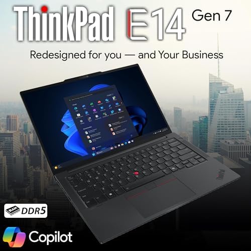 Lenovo ThinkPad E14 Gen 7 14 FHD  Display  AMD Ryzen 7 250  Beats Core 7 240H   16GB DDR5 RAM  512GB SSD PCIe  Backlit KB  WiFi 6E   BT  RJ 45  FHD Webcam  Windows 11 Pro  AI Business Laptop   Black