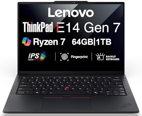 Lenovo ThinkPad E14 Gen 7 AI Business Laptop 14 FHD  Display  AMD Ryzen 7 250  Beat Ryzen 5 7535U   16GB DDR5  512GB SSD  Copilot  Backlit  Fingerprint  5M RGB Webcam  Thunderbolt 4  Win11Pro   2026