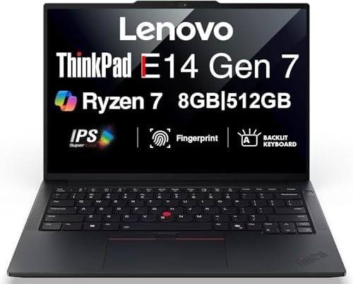 Lenovo ThinkPad E14 Gen 7 AI Business Laptop 14 FHD  Display  AMD Ryzen 7 250  Beat Ryzen 5 7535U   16GB DDR5  512GB SSD  Copilot  Backlit  Fingerprint  5M RGB Webcam  Thunderbolt 4  Win11Pro   2026