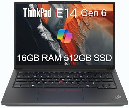 Lenovo ThinkPad E14 Gen 6 Business Laptop  14 FHD  Anti Glare  AMD Ryzen 5 7535U  16GB DDR5  512GB SSD  6 Core  > Intel i7 1355U    1080p Webcam  Win 11 Pro  Renewed 