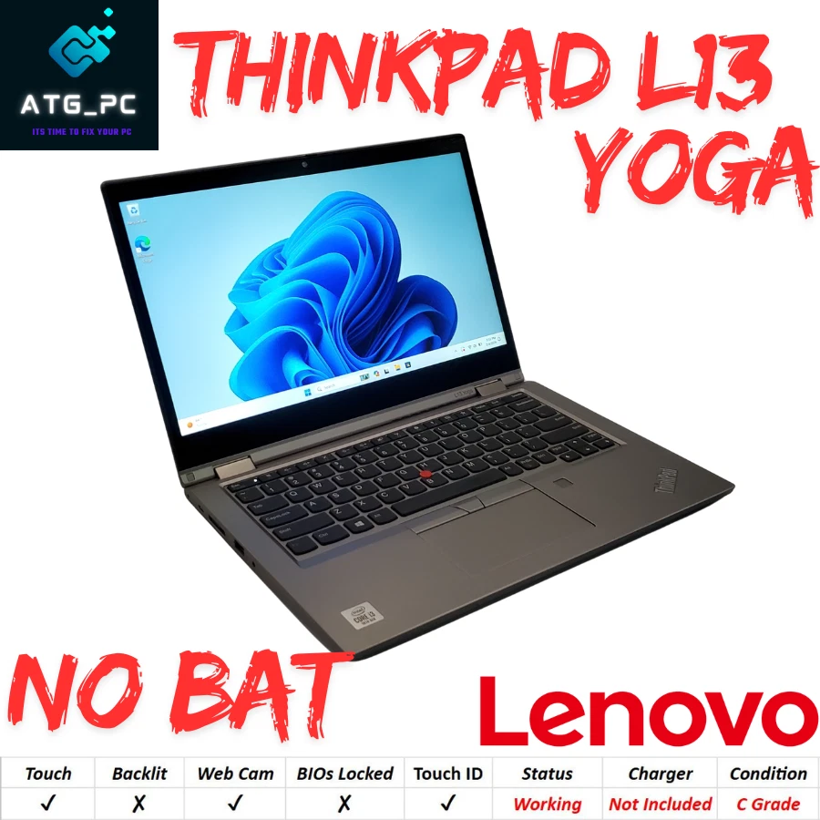 Lenovo ThinkPad L13 Yoga Laptop Intel i3 10th Gen 2 1GHz 8GB 256GB SSD No BAT
