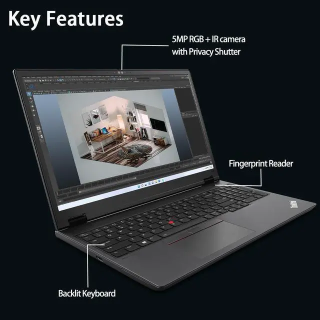 Lenovo ThinkPad P16v Gen 2 Mobile Workstation Laptop 16" 4K UHD 16 10  100  DCI P3  NVIDIA RTX 1000 Ada 6GB  Intel Ultra 7 155H  64GB DDR5 RAM  2TB SSD   2 x Thunderbolt 4  5MP IR Webcam  Win 11 Pro