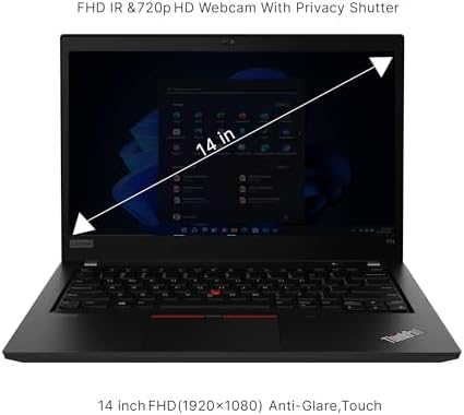 Lenovo ThinkPad T14S Gen 2, Intel Core i7-1185G7, pantalla Full HD de 14 pulgadas, 16 GB de RAM, SSD de 256 GB, Thunderbolt 4, teclado retroiluminado, Windows 11 Pro (renovado), negro Villi
