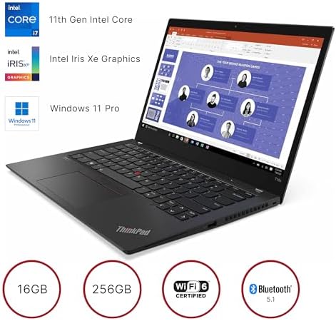 Lenovo ThinkPad T14S Gen 2, Intel Core i7-1185G7, pantalla Full HD de 14 pulgadas, 16 GB de RAM, SSD de 256 GB, Thunderbolt 4, teclado retroiluminado, Windows 11 Pro (renovado), negro Villi