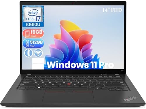 Lenovo ThinkPad T14 Business Laptop 14 inch FHD Display  Intel Core i7 10610U  16 GB RAM  512 GB SSD  HDMI  Thunderbolt 3  Backlit KBL  Windows 11 Pro  Renewed