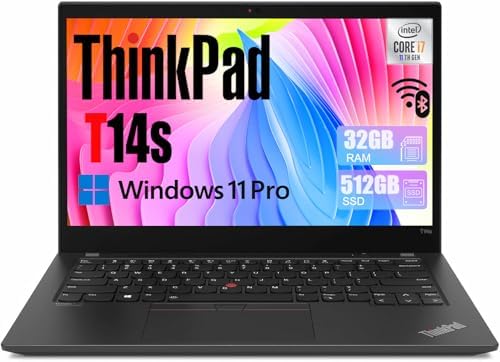 Lenovo ThinkPad T14s Gen 2 14 inch FHD Laptop Computer  Intel Core i7 1185G7  32GB DDR4 RAM  512GB SSD  Fingerprint Reader  HDMI  Thunderbolt 4  RJ 45  Windows 11 Pro  Renewed
