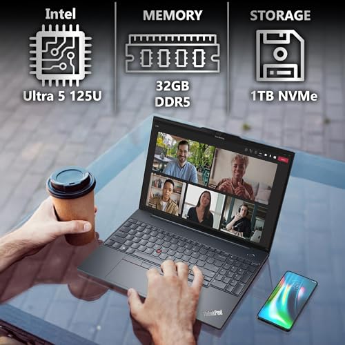 Lenovo ThinkPad T16 Gen 3 Business Laptop 16  FHD  Display  Intel Ultra 5 125U  Beats i7 1355U   32GB DDR5 RAM  1TB SSD  5MB Webcam  WiFi 6E   BT  RJ 45  HDMI  Win 11 Pro  3 Yr Wty  AI Copilot   Black