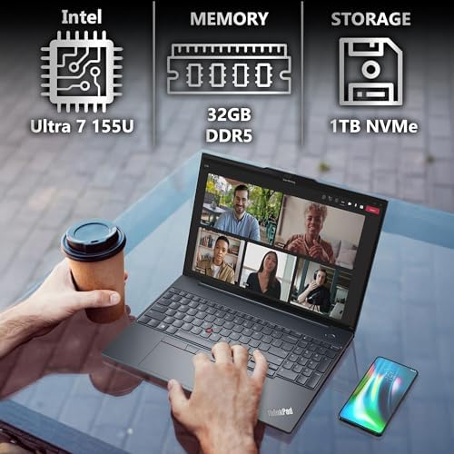 Lenovo ThinkPad T16 Gen 3 Touchscreen Laptop 16  FHD  Display  Intel Ultra 7 155U  Beats i7 1355U   32GB DDR5 RAM  1TB SSD  5MB Webcam  WiFi 6E   BT  RJ 45  HDMI  Win 11 Pro  AI Copilot  Black