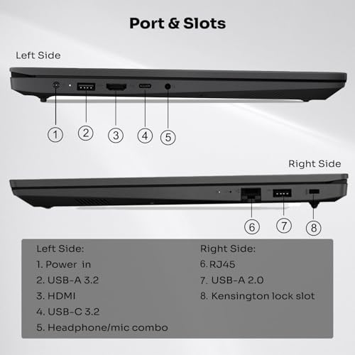 Lenovo V Series V15 Business Laptop  15 6 FHD Display  AMD Ryzen 7 7730U  40GB RAM  1TB SSD  Numeric Keypad  HDMI  RJ45  Webcam  Wi Fi  Windows 11 Pro  Black