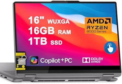 Lenovo Yoga 7 2 in 1 Laptop 16 WUXGA IPS Touch AMD 8 core Ryzen 7 8840HS  >i7 12700H  16GB RAM 512GB SSD for Creator Designer Business Professional Win11 ICP Hub PC