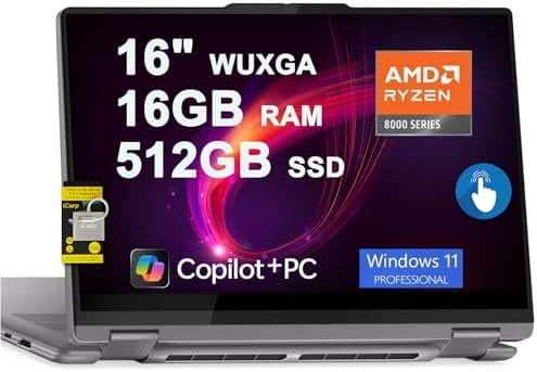 Lenovo Yoga 7 2 in 1 Laptop 16 WUXGA IPS Touch AMD 8 core Ryzen 7 8840HS  >i7 12700H  16GB RAM 512GB SSD for Creator Designer Business Professional Win11 ICP Hub PC
