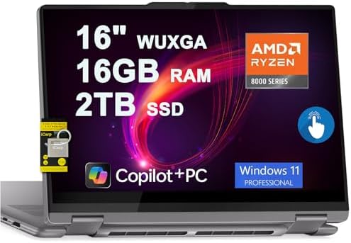 Lenovo Yoga 7 2 in 1 Laptop 16 WUXGA IPS Touch AMD 8 core Ryzen 7 8840HS  >i7 12700H  16GB RAM 512GB SSD for Creator Designer Business Professional Win11 ICP Hub PC