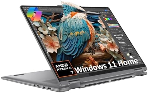 Lenovo Yoga 7 7i 2 in 1 Laptop  16 FHD  Touchscreen  AMD Ryzen 7 8840HS  Beat i7 1355U   16GB RAM  1TB SSD   AI PC  Backlit Keyboard  Fingerprint  FHD IR Webcam  WiFi 6E  Win 11 Home  Arctic Gray