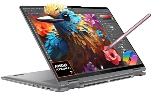 Lenovo Yoga 7 7i 2 in 1 Business Laptop  16 FHD  Touchscreen  AMD Ryzen 7 7735U  Beat i7 1255U   16GB RAM  1TB SSD  IST Precision Pen   Backlit  Fingerprint  FHD IR Webcam  Win 11 Pro  Arctic Grey