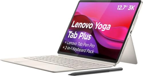 Lenovo   Yoga Tab Plus   12 7 3K  2944 x 1840  Tablet   256GB with Keyboard Stand   Pen   Seashell 16GB LPDDR5X AI Computing Power ZAEG0096US