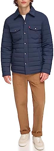 Levis Mens Quilted Stretch Bomber Shirt Jacket