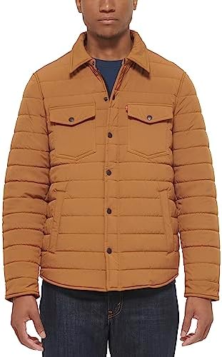 Levis Mens Quilted Stretch Bomber Shirt Jacket