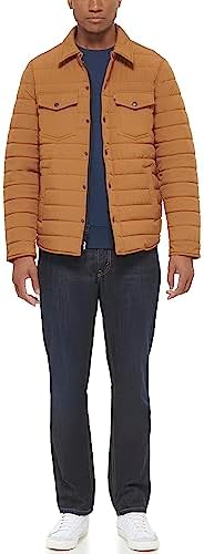 Levis Mens Quilted Stretch Bomber Shirt Jacket