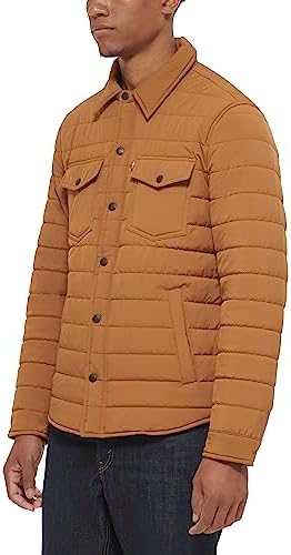Levis Mens Quilted Stretch Bomber Shirt Jacket