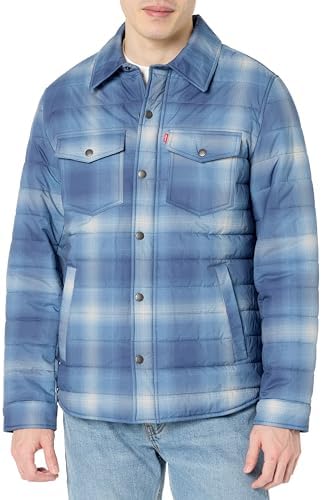 Levis Mens Quilted Stretch Bomber Shirt Jacket