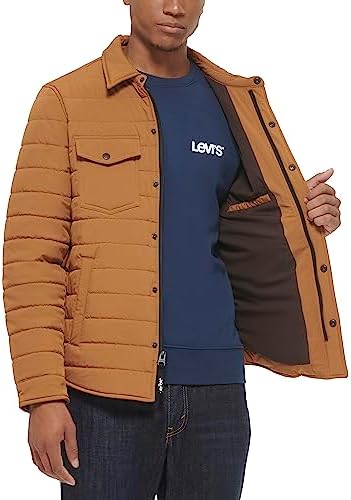 Levis Mens Quilted Stretch Bomber Shirt Jacket