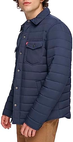 Levis Mens Quilted Stretch Bomber Shirt Jacket