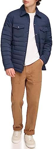 Levis Mens Quilted Stretch Bomber Shirt Jacket