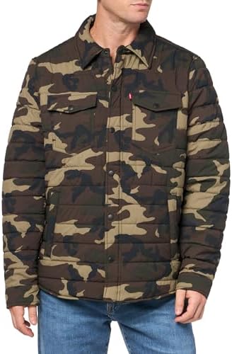 Levis Mens Quilted Stretch Bomber Shirt Jacket