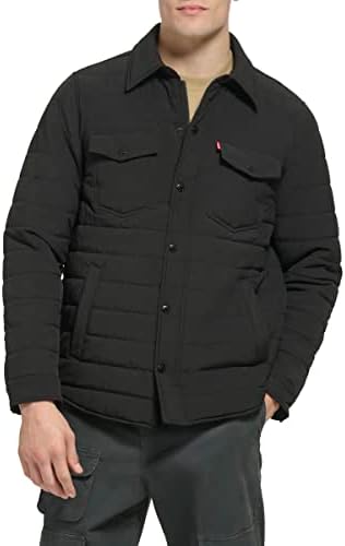 Levis Mens Quilted Stretch Bomber Shirt Jacket