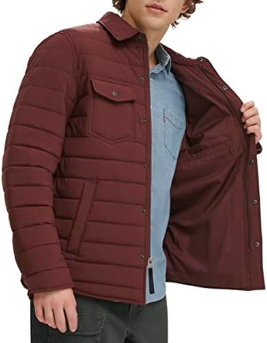 Levis Mens Quilted Stretch Bomber Shirt Jacket