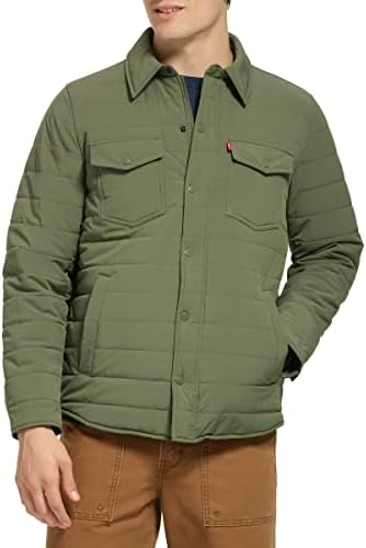 Levis Mens Quilted Stretch Bomber Shirt Jacket