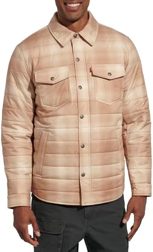 Levis Mens Quilted Stretch Bomber Shirt Jacket