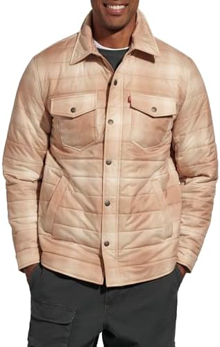 Levis Mens Quilted Stretch Bomber Shirt Jacket